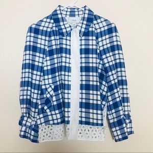 LEWIT | Lace Eyelet Plaid Patterned Jacket